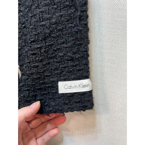 Calvin Klein Womens Basketweave Wool Double Breasted Peacoat Belted Size S Black - Picture 8 of 12